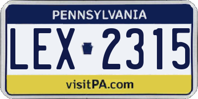 PA license plate LEX2315