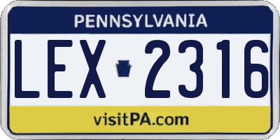 PA license plate LEX2316