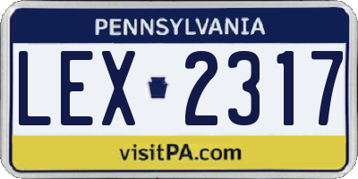 PA license plate LEX2317