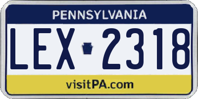 PA license plate LEX2318