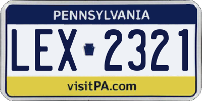 PA license plate LEX2321