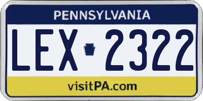 PA license plate LEX2322