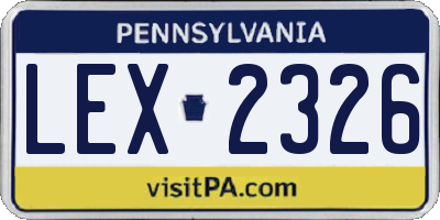 PA license plate LEX2326