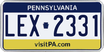 PA license plate LEX2331