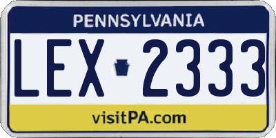 PA license plate LEX2333