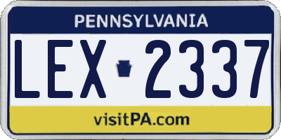 PA license plate LEX2337