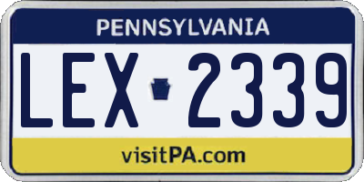 PA license plate LEX2339
