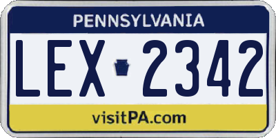 PA license plate LEX2342