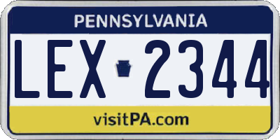 PA license plate LEX2344