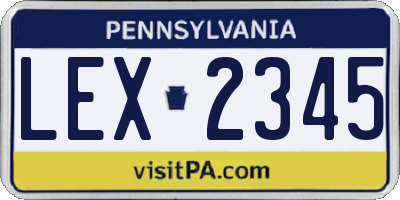 PA license plate LEX2345