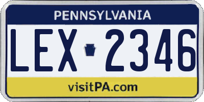 PA license plate LEX2346