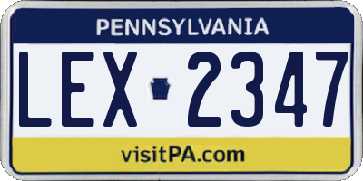 PA license plate LEX2347
