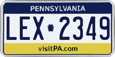 PA license plate LEX2349