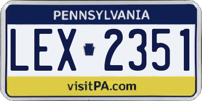 PA license plate LEX2351