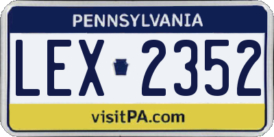 PA license plate LEX2352