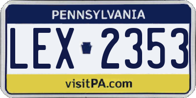 PA license plate LEX2353