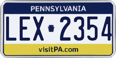 PA license plate LEX2354