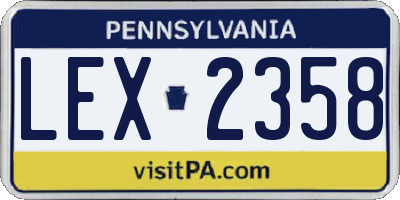 PA license plate LEX2358