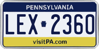 PA license plate LEX2360