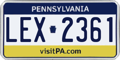PA license plate LEX2361