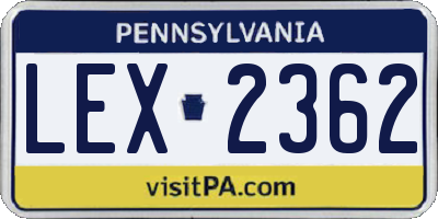 PA license plate LEX2362
