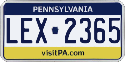 PA license plate LEX2365