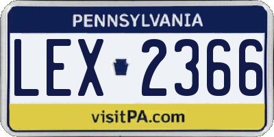 PA license plate LEX2366
