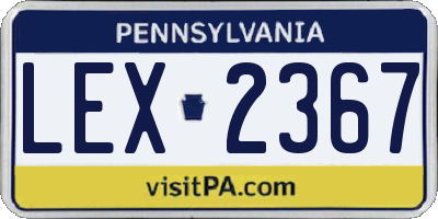 PA license plate LEX2367