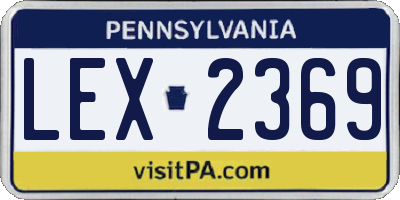 PA license plate LEX2369