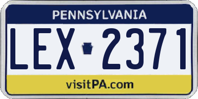 PA license plate LEX2371