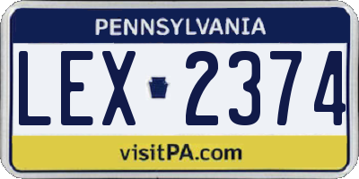 PA license plate LEX2374