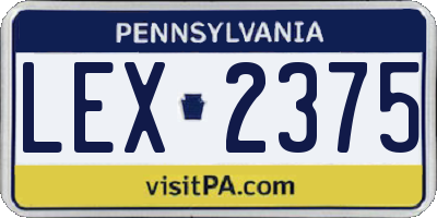 PA license plate LEX2375