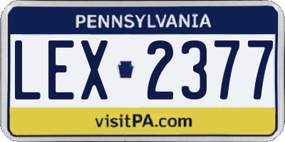 PA license plate LEX2377