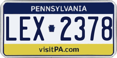 PA license plate LEX2378
