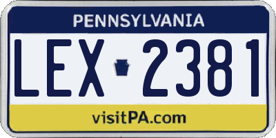 PA license plate LEX2381