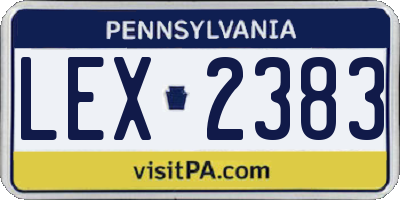 PA license plate LEX2383