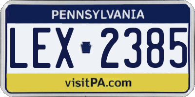 PA license plate LEX2385