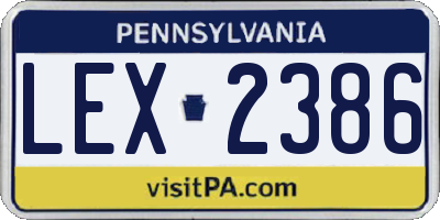 PA license plate LEX2386