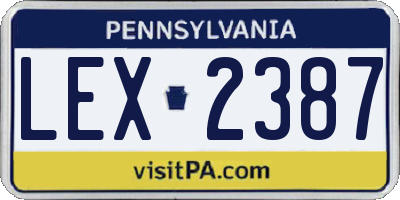 PA license plate LEX2387