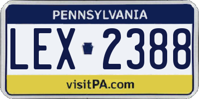 PA license plate LEX2388