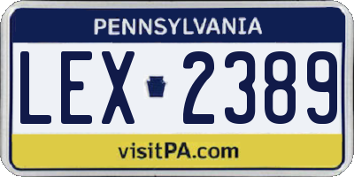 PA license plate LEX2389