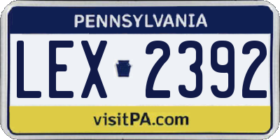 PA license plate LEX2392
