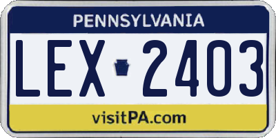 PA license plate LEX2403
