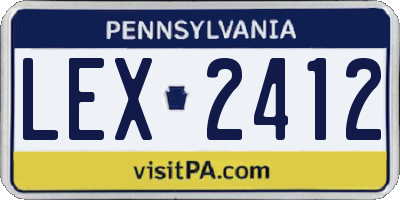 PA license plate LEX2412