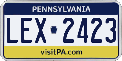 PA license plate LEX2423