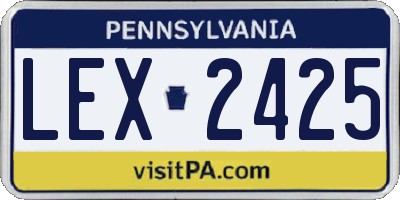 PA license plate LEX2425