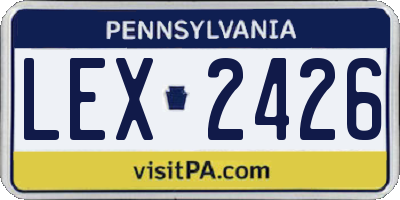 PA license plate LEX2426