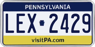 PA license plate LEX2429