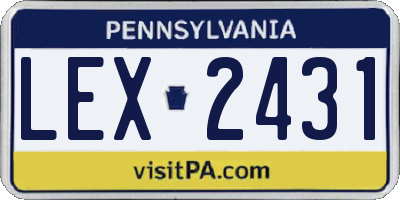 PA license plate LEX2431