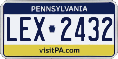 PA license plate LEX2432